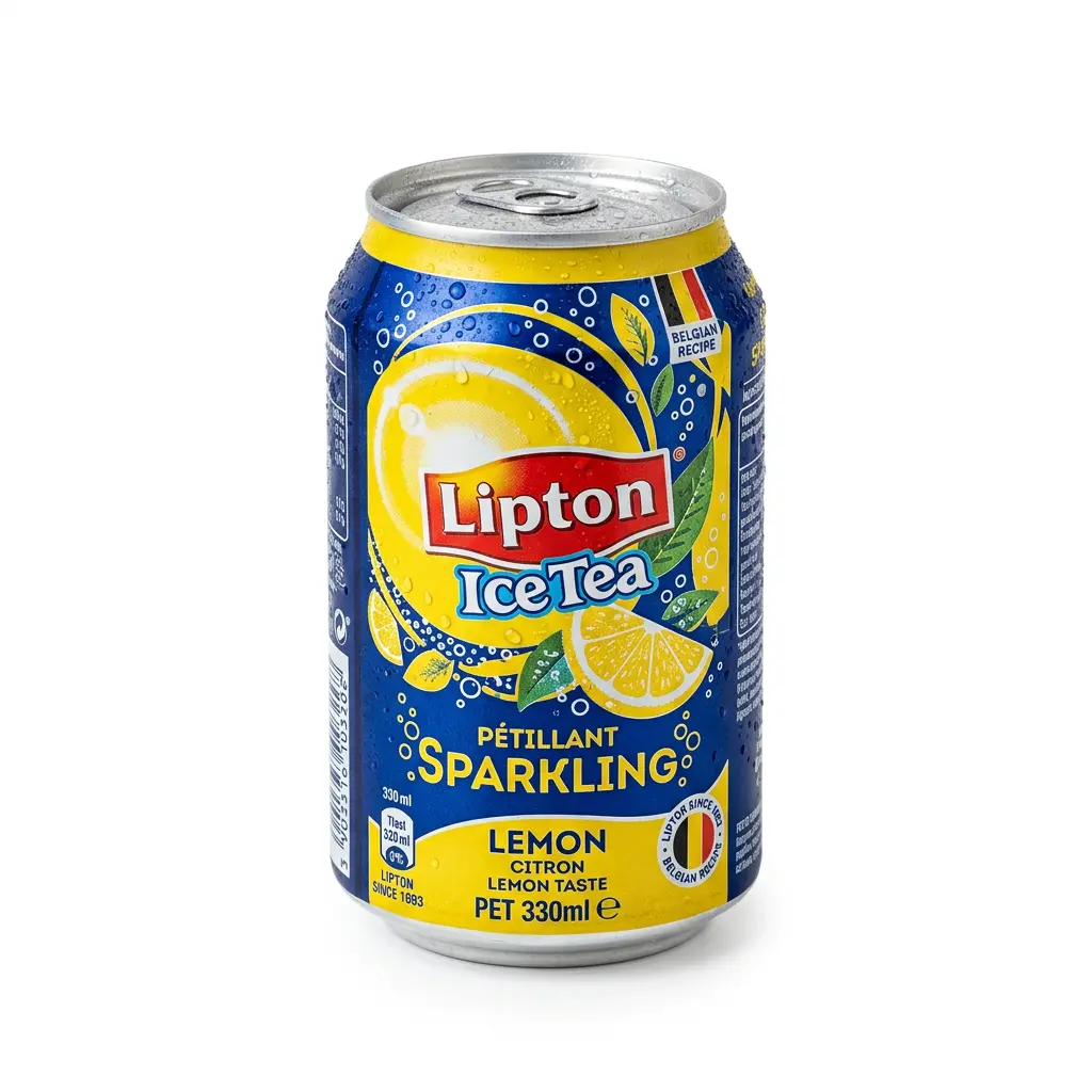 AI Generated Canette 33cl Lipton Ice Tea Pétillant Belgique détourée.webp