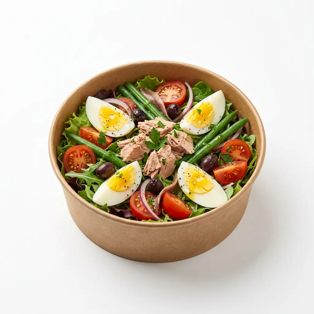 AI Generated Salade niçoise détourée sur fond blanc.webp